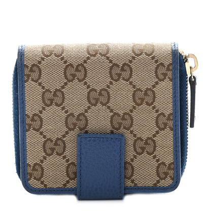 Gucci Monogram Dollar Calfskin Zip Around French Flap Wallet Beige Ebony Caspian 1 of 10