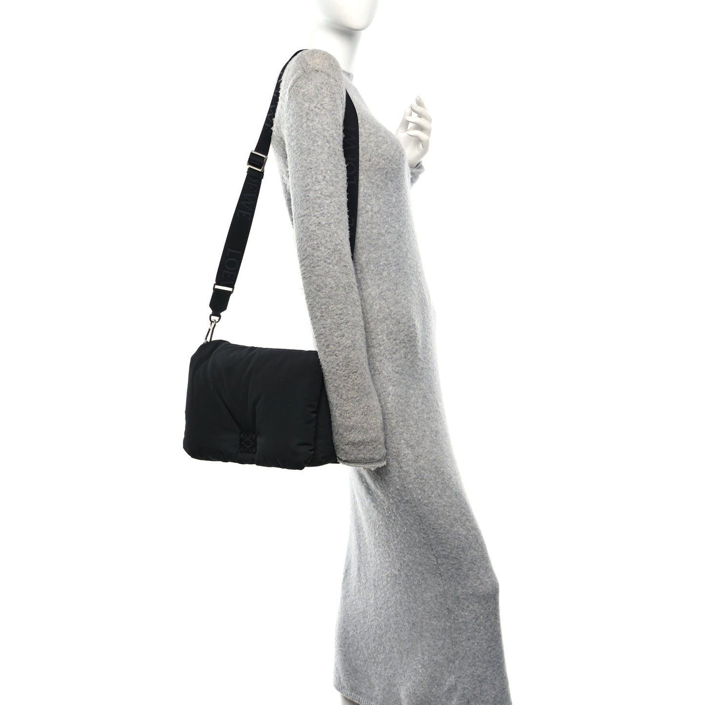 Nylon Medium Goya Puffer Bag Black