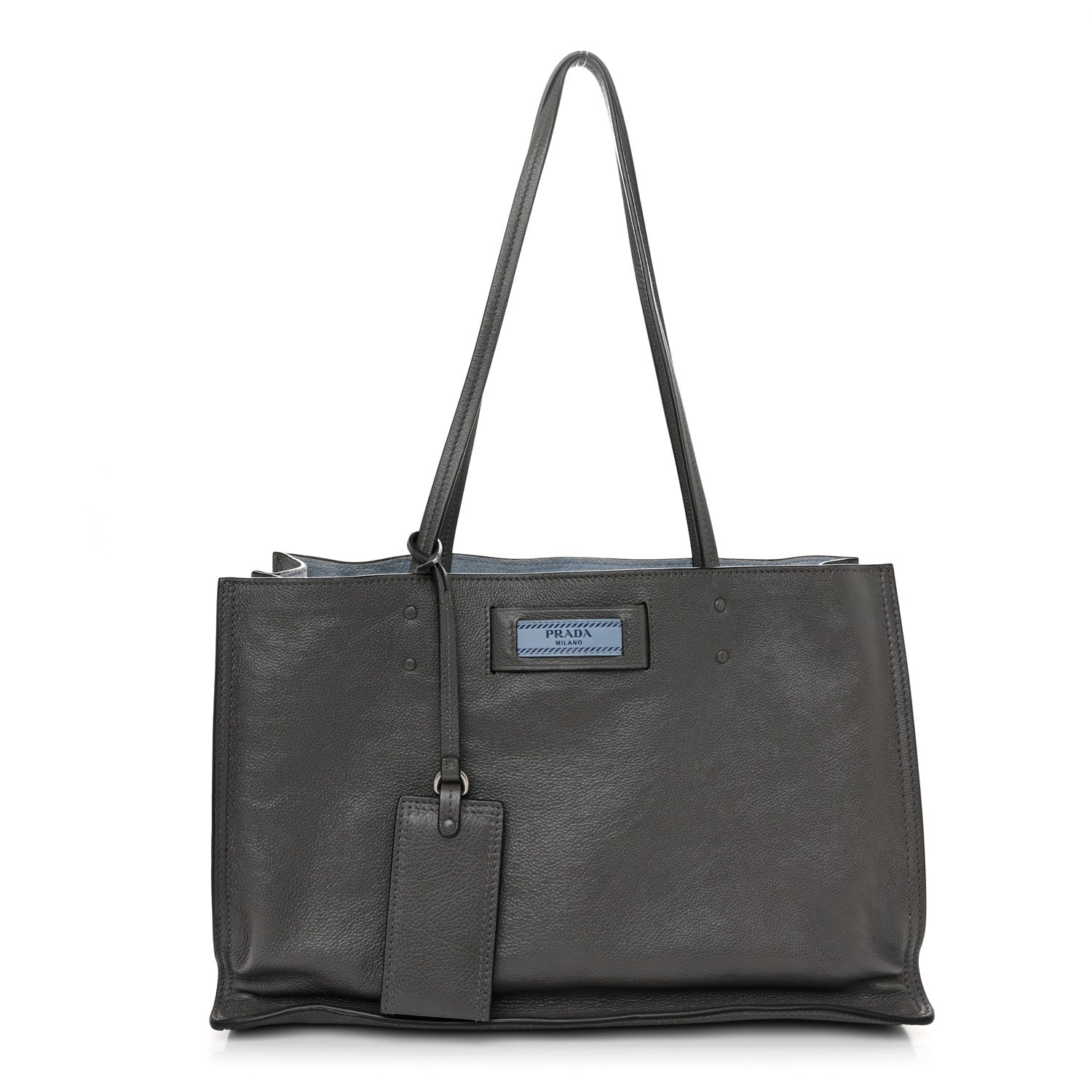 Prada Glace Calfskin Etiquette Shopping Bag Marine Astrale 1 of 10