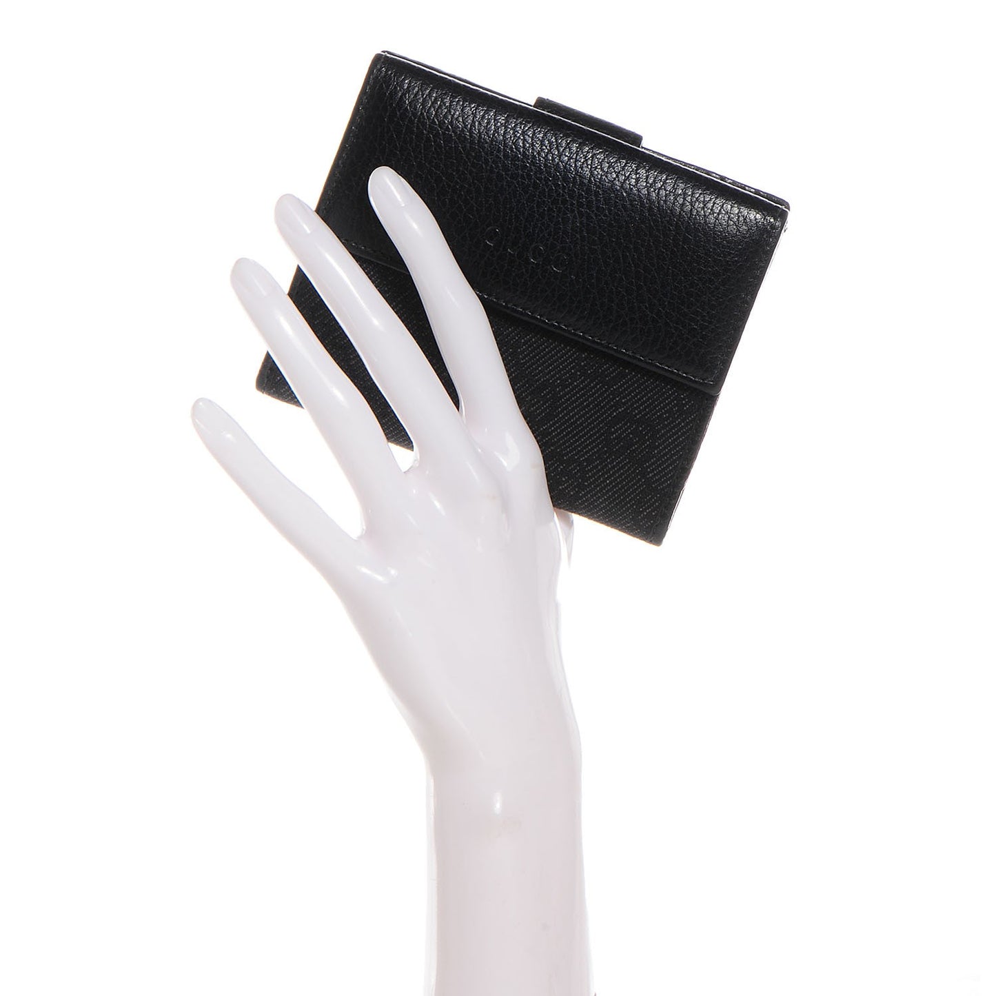 Denim Monogram French Flap Wallet Black