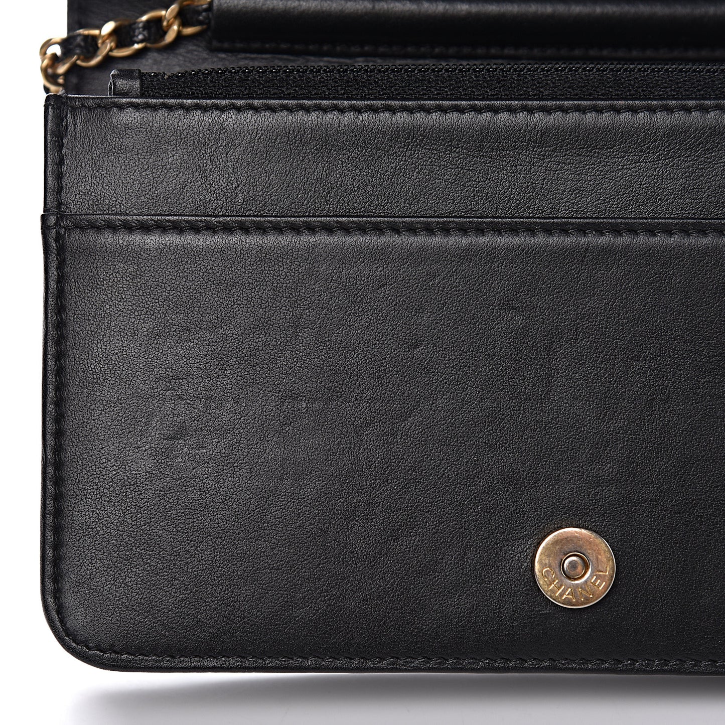 Caviar Chevron Quilted Boy Wallet On Chain WOC Black