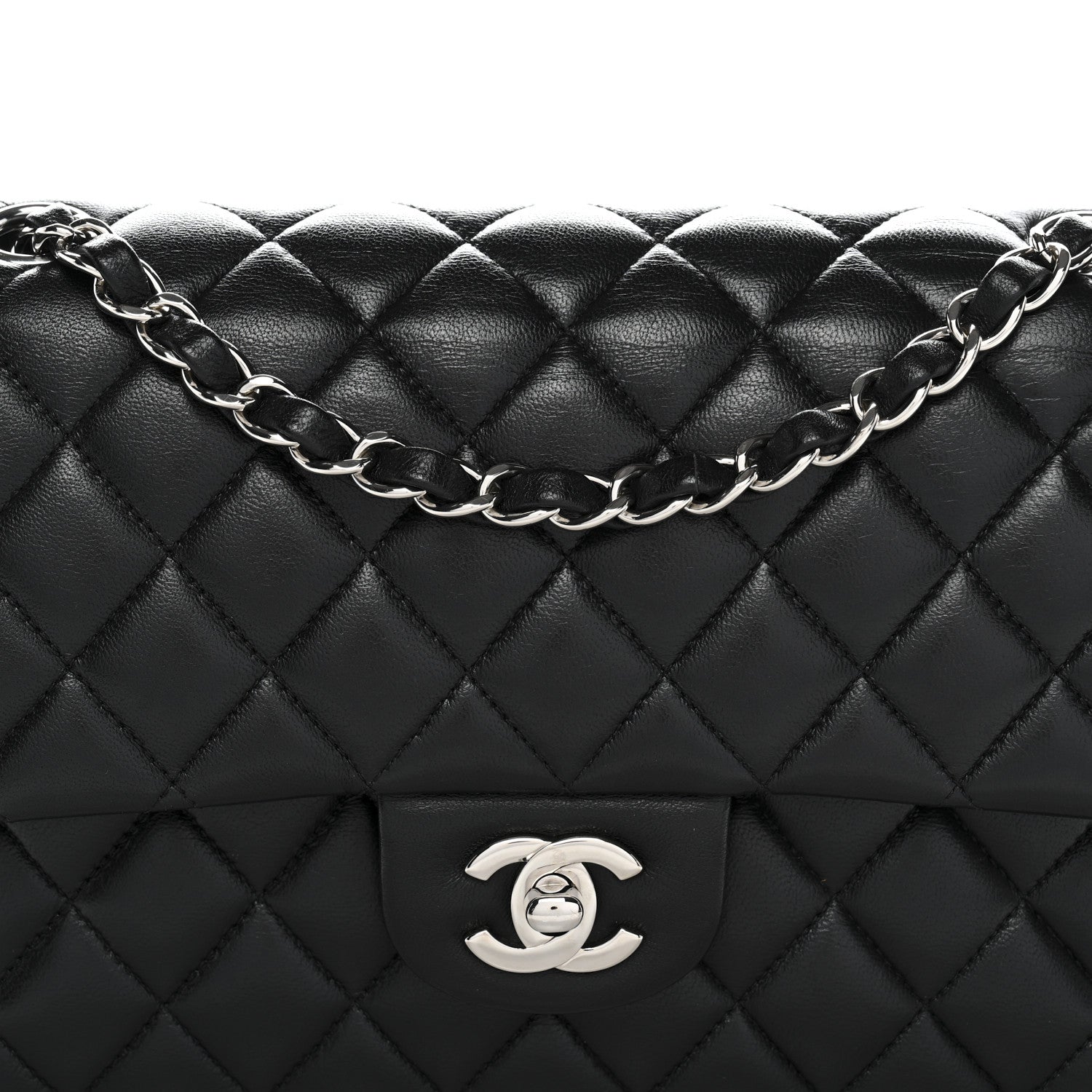 Chanel Lambskin Quilted Medium Double Flap Black 8 of 12