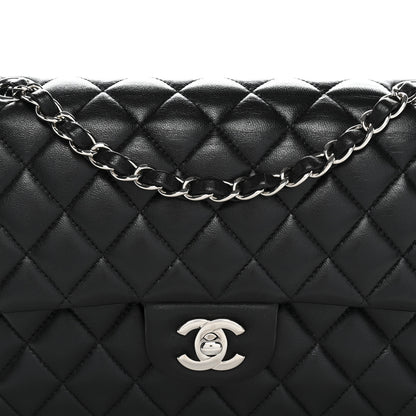 Chanel Lambskin Quilted Medium Double Flap Black 8 of 12