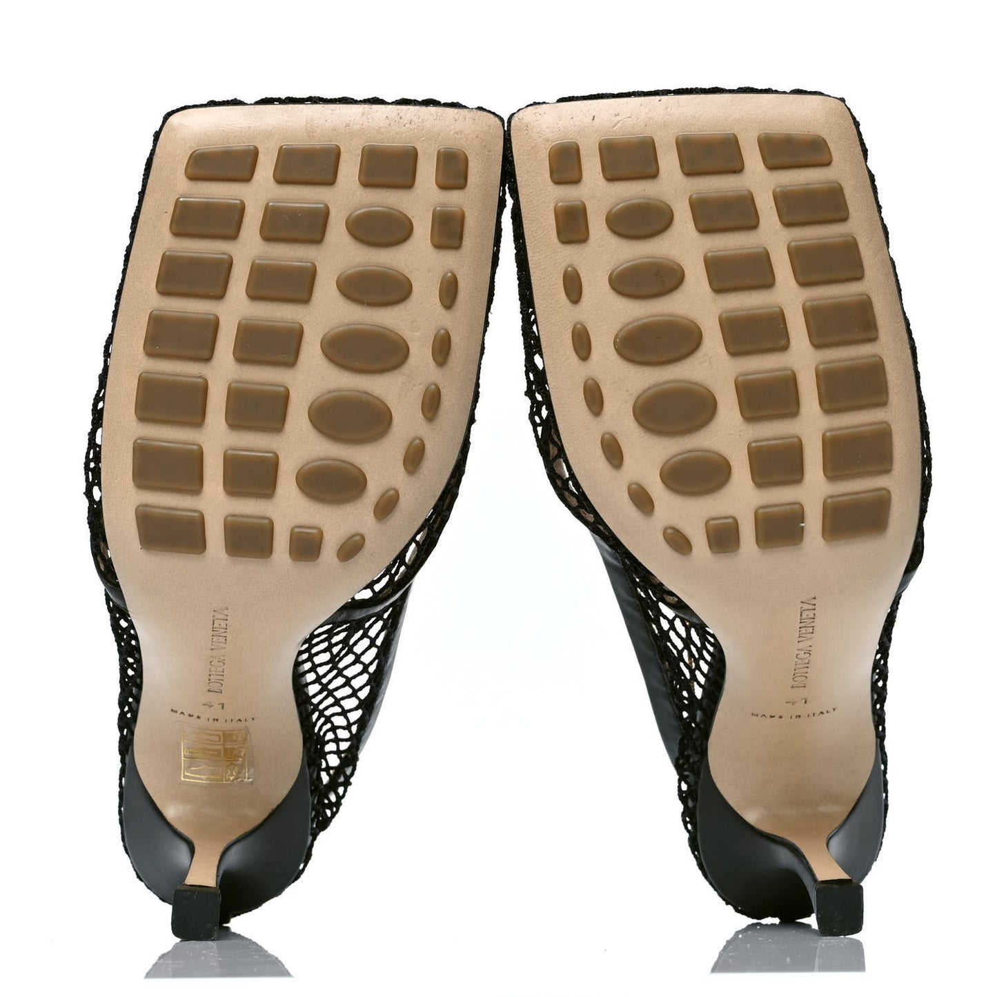 Mesh Calfskin Chain Stretch Pumps 41 Black