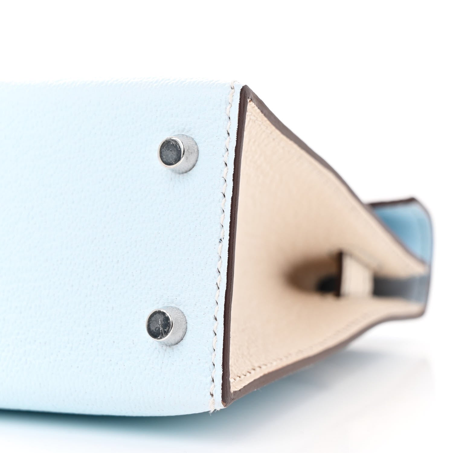 Hermes Chevre Mysore Horseshoe Mini Kelly Sellier 20 Bleu Brume Nata 10 of 13