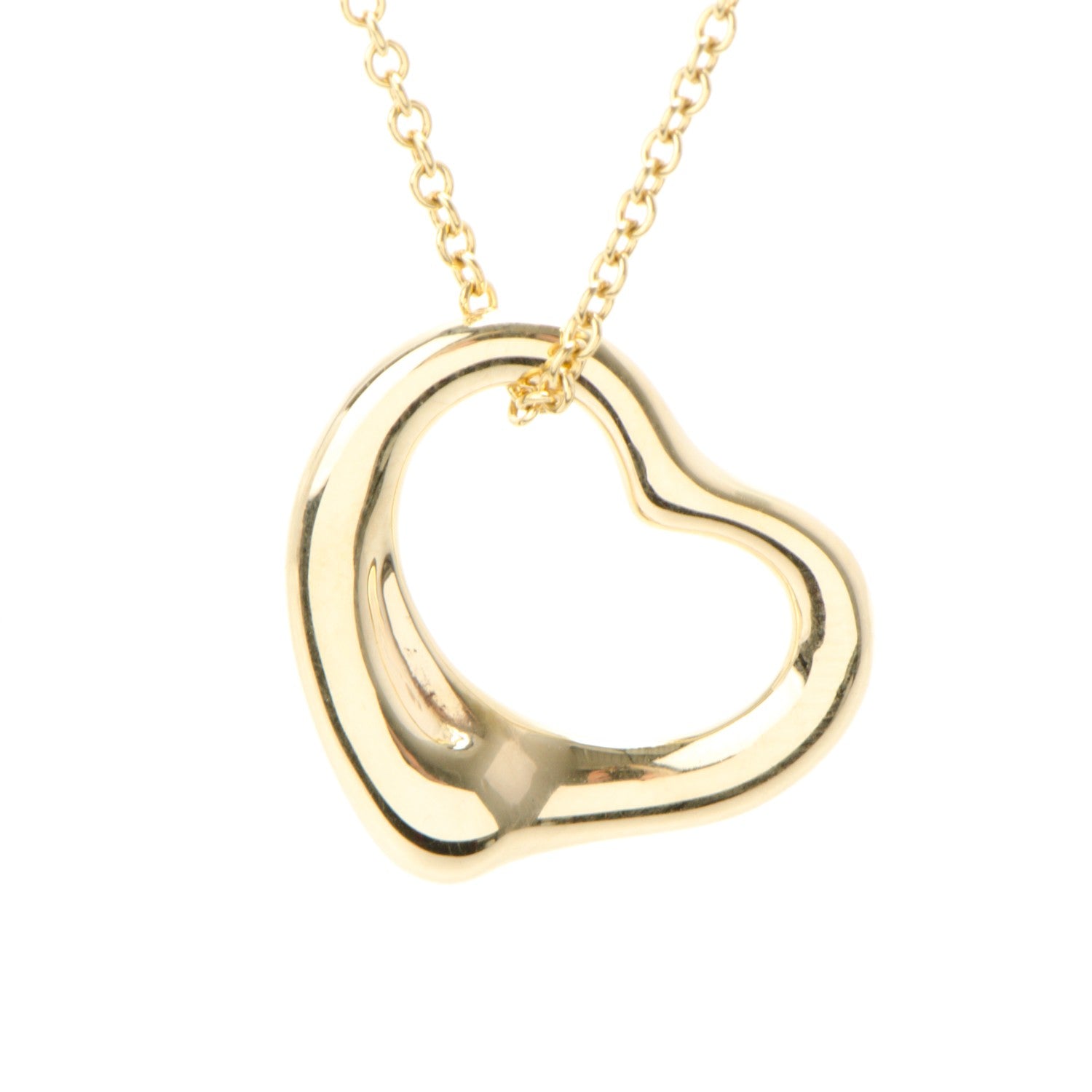 Tiffany 18K Yellow Gold Elsa Peretti Small Open Heart Pendant Necklace 3 of 6