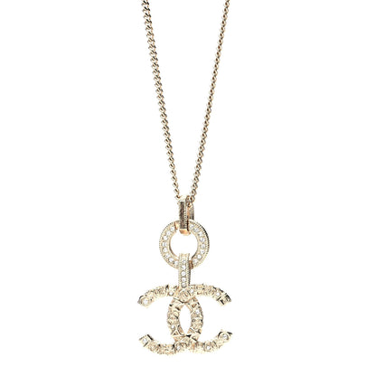 Chanel Crystal CC Logo Pendant Necklace Gold 1 of 4