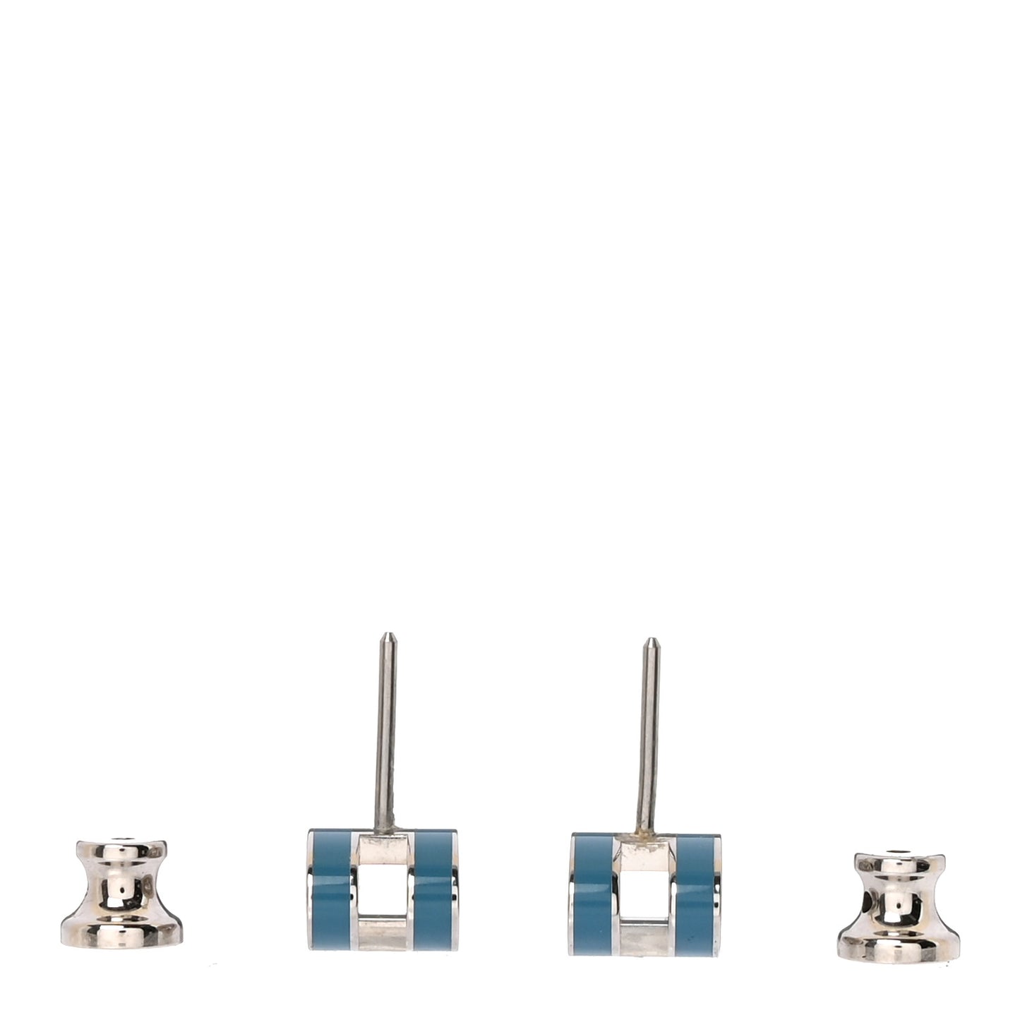 Palladium Lacquered Mini Pop H Earrings Bleu Jean