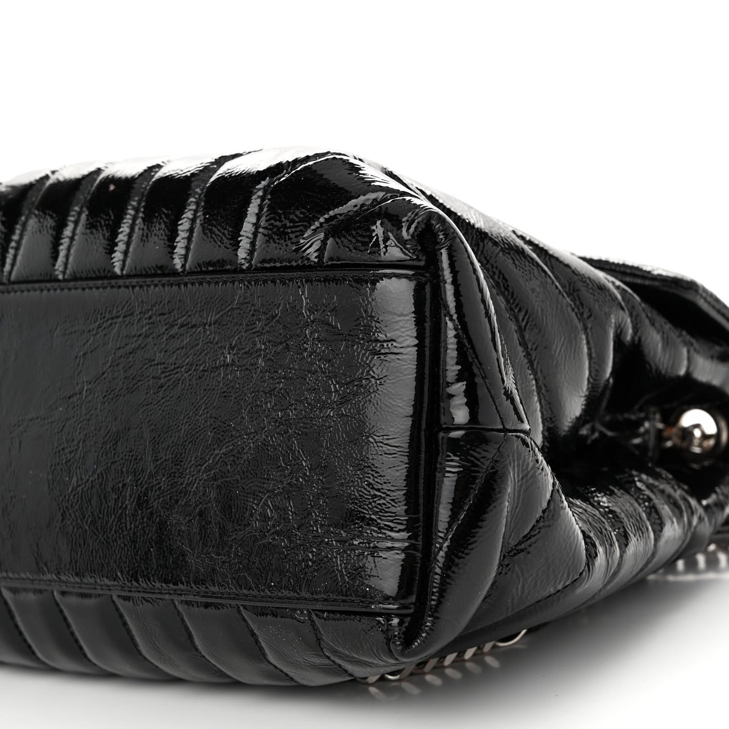 Patent Y Quilted Monogram Medium Loulou Chain Satchel Black