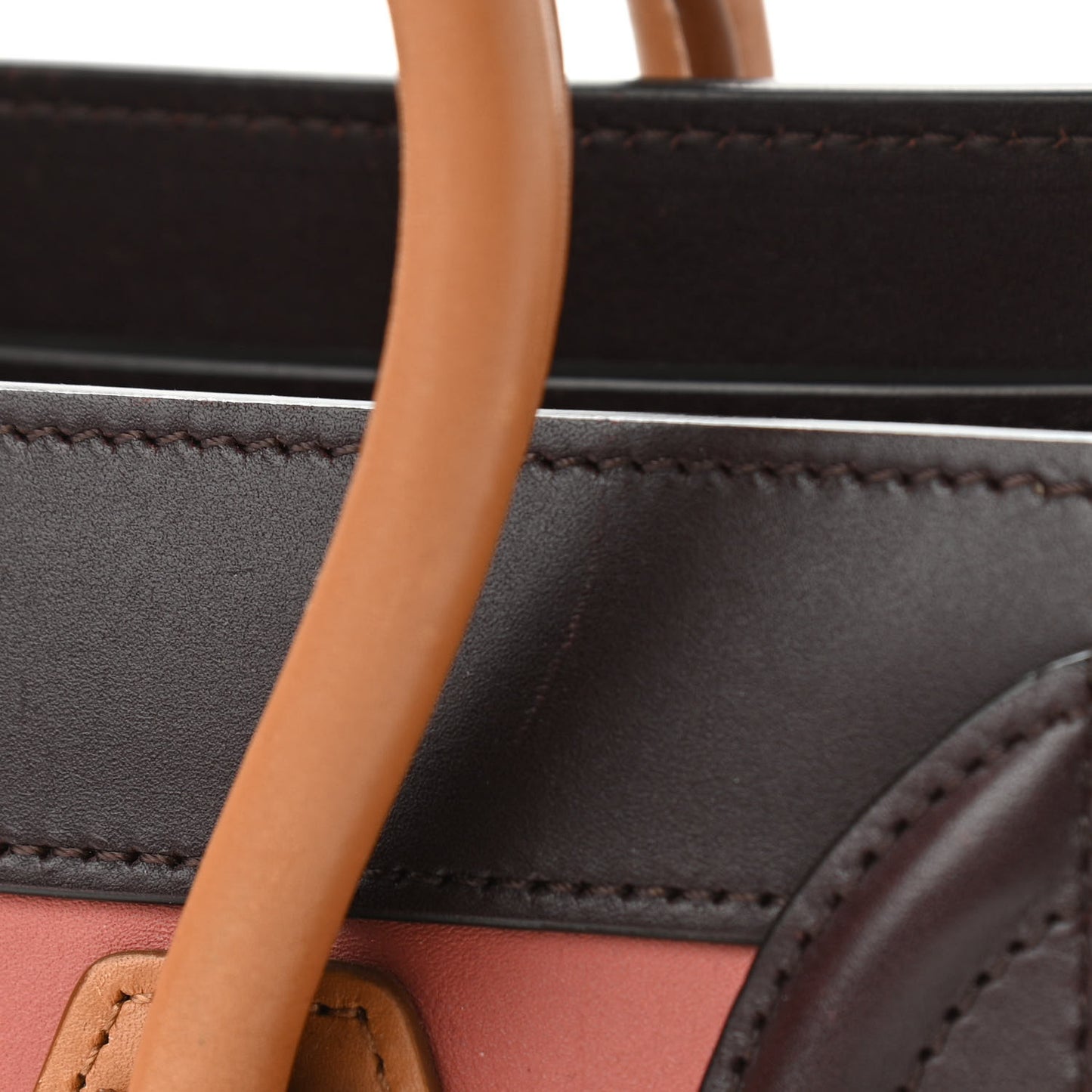 Smooth Calfskin Bullhide Nano Tri-Color Luggage Terracotta