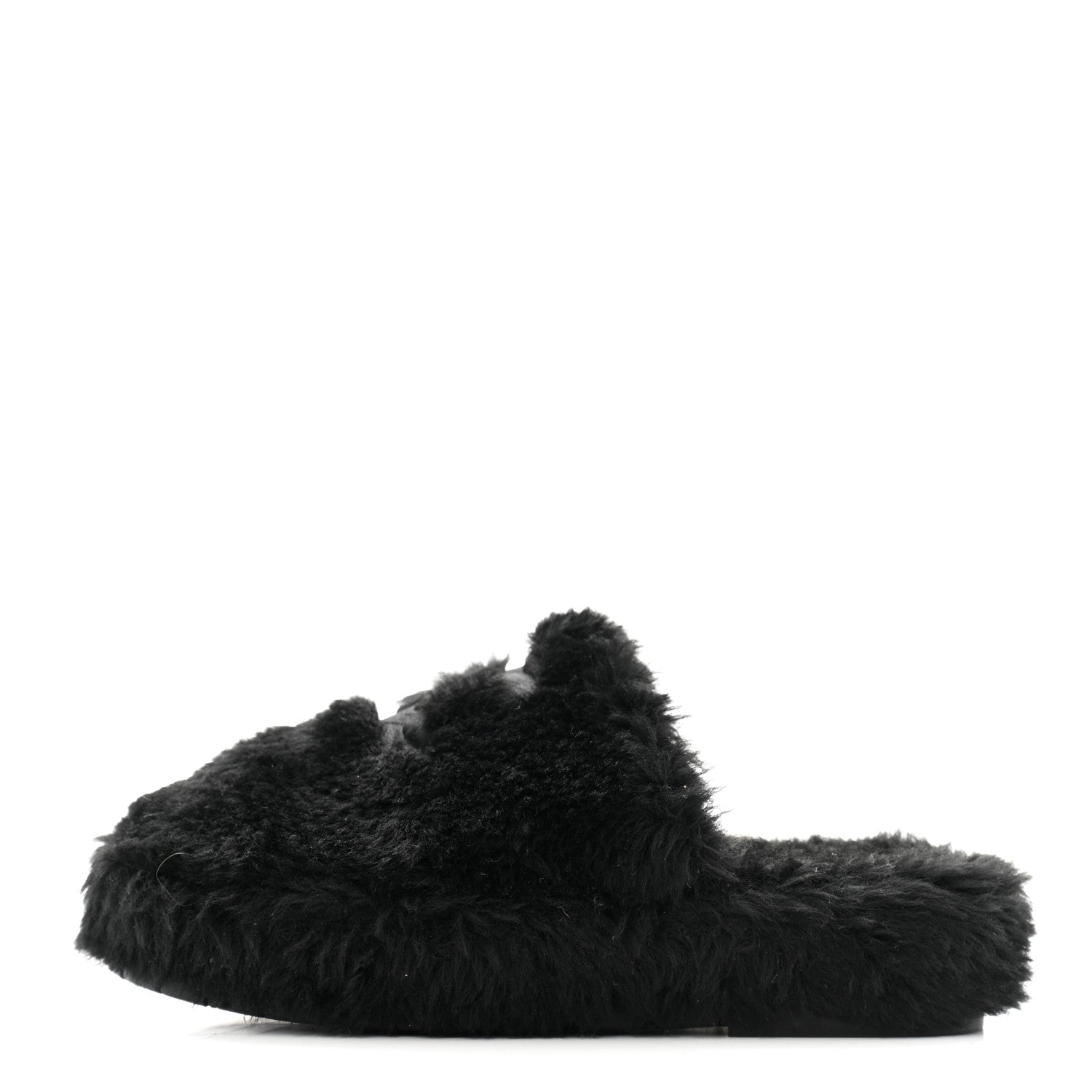 Chanel Shearling Lambskin CC Flat Mules 40 Black 1 of 15