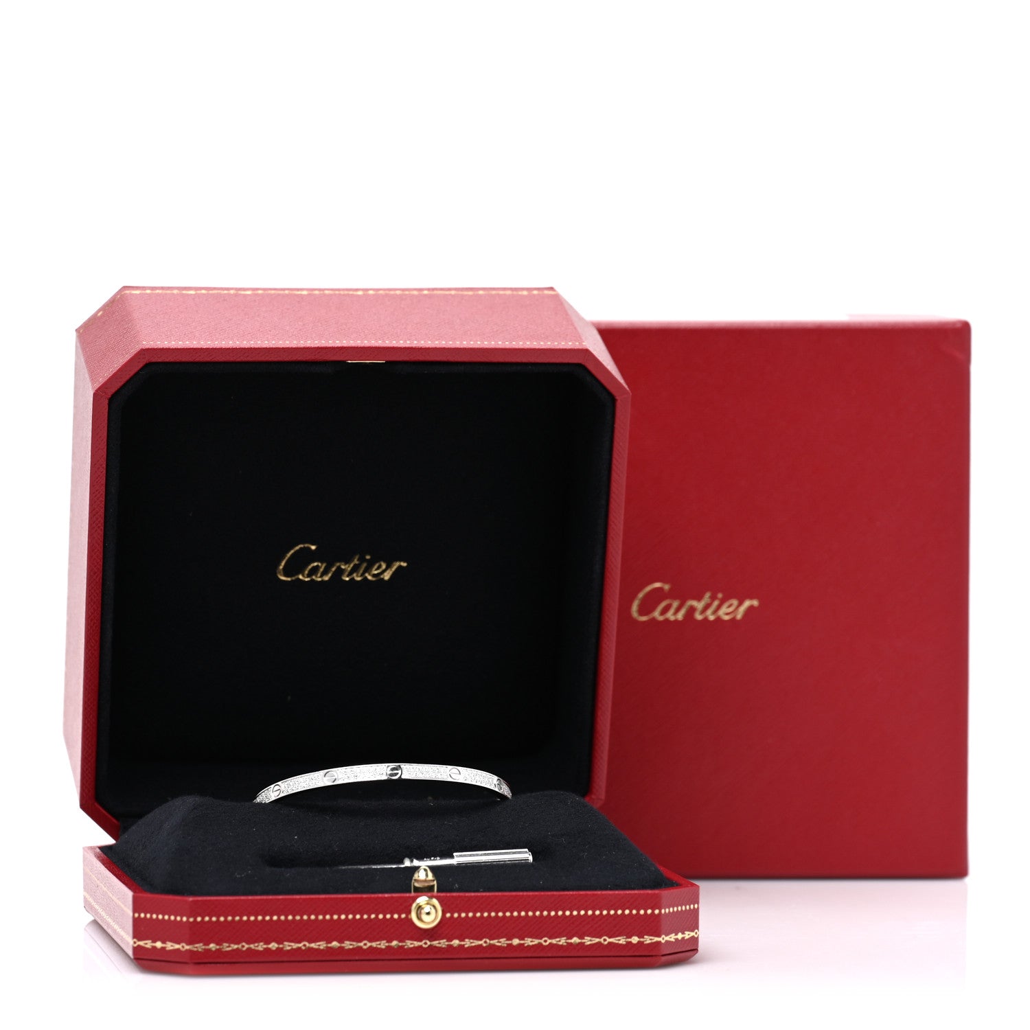Cartier 18K White Gold Diamond Small LOVE Paved Bracelet 16 7 of 7