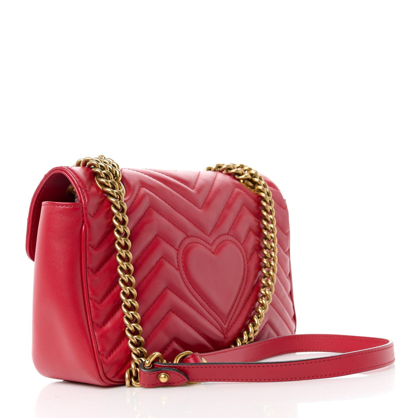 Calfskin Matelasse Small GG Marmont Shoulder Bag Hibiscus Red