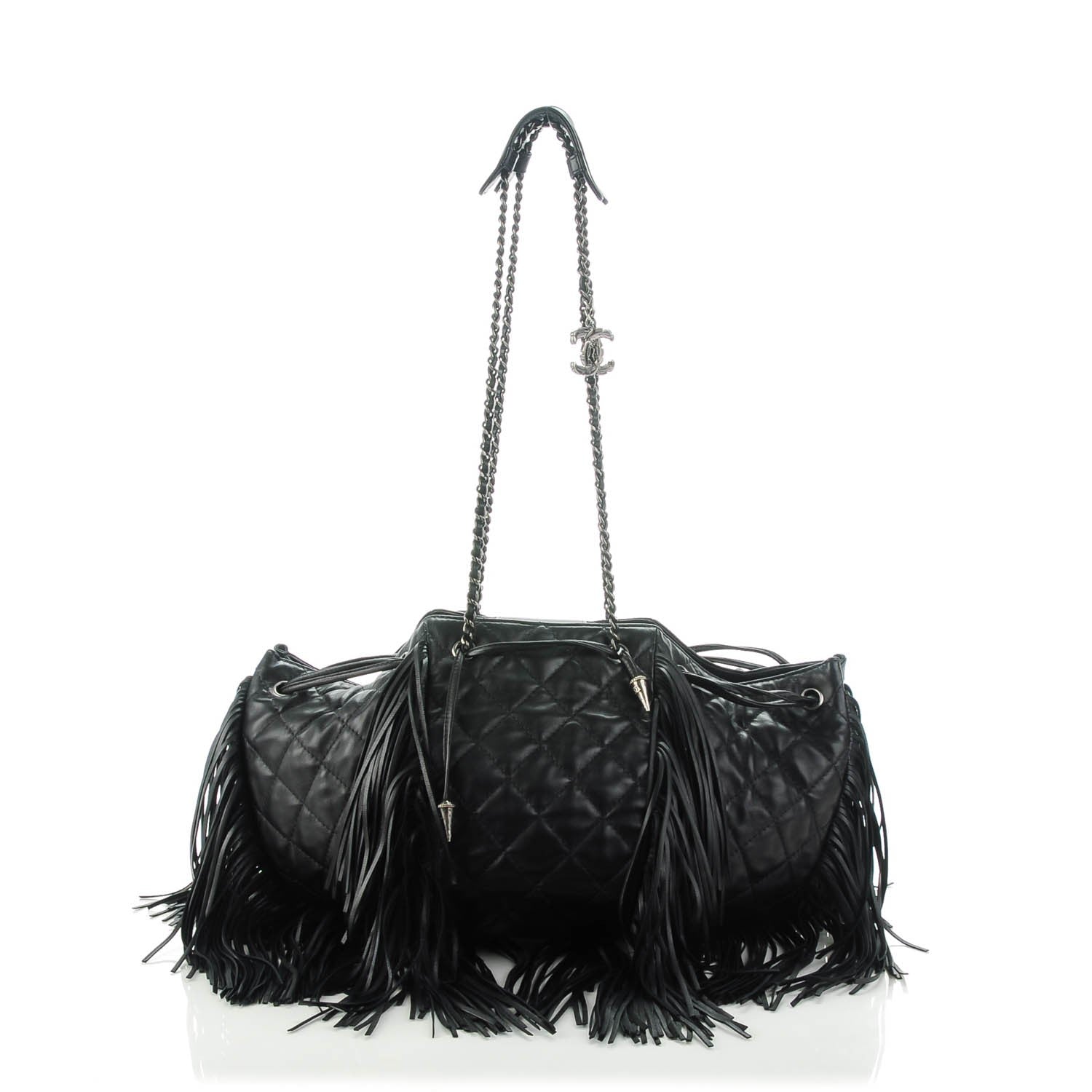 Chanel Lambskin Quilted Western Baluchon Fringe Bag Black 1 of 8