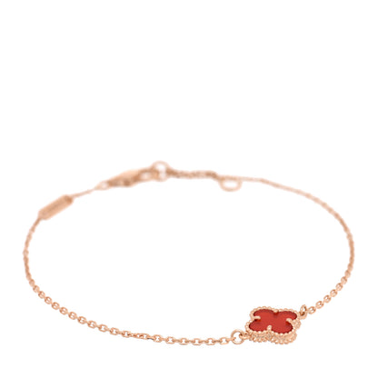 Van Cleef & Arpels 18K Rose Gold Carnelian Sweet Alhambra Bracelet 1 of 4