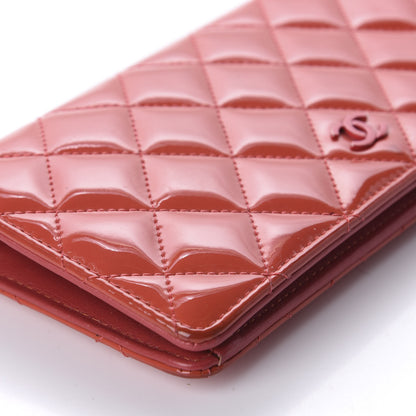 Chanel Patent Calfskin Quilted Yen Wallet Dark Pink 5 of 10