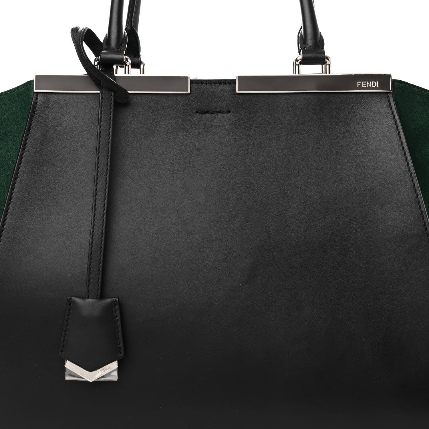 Fendi Vitello Baltico Kore Petite 3Jours Tote Black Verde Prato 8 of 11