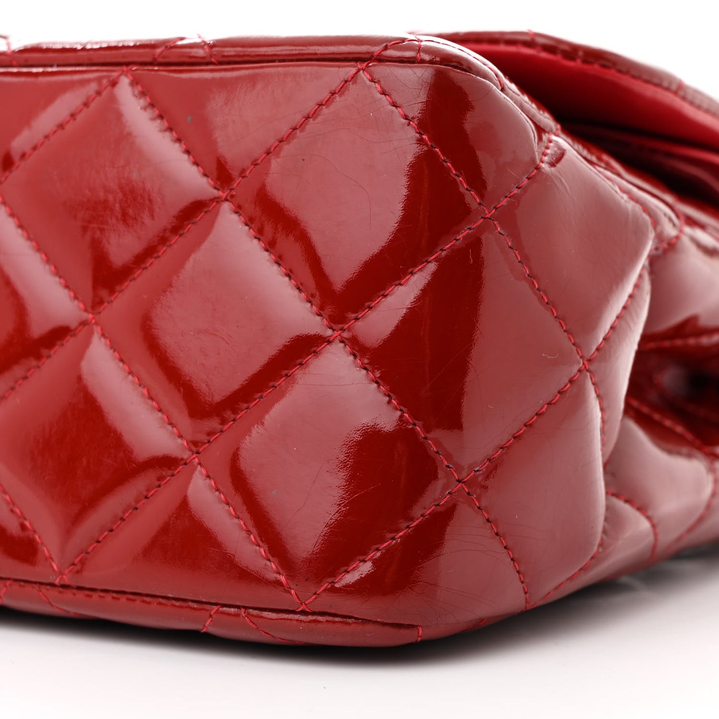 Patent Quilted Jumbo Double Flap Red