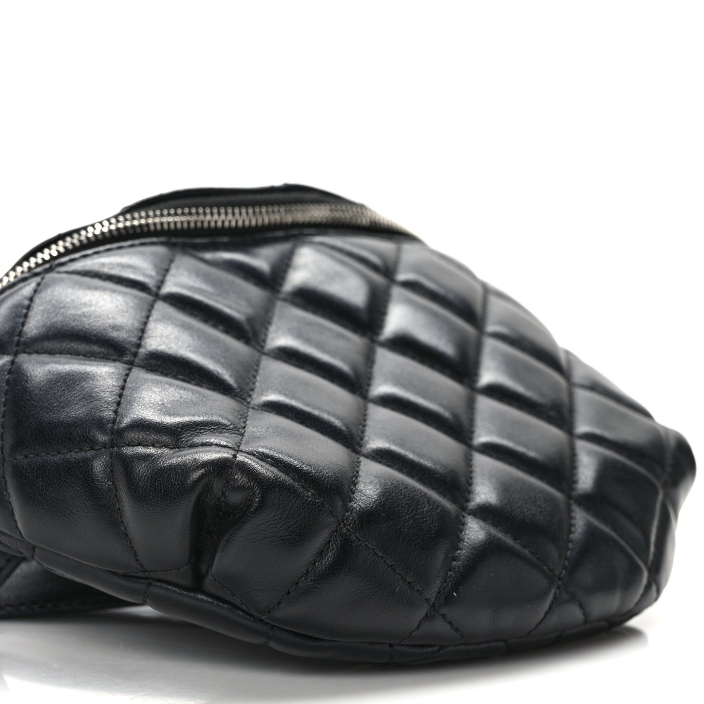 Lambskin Quilted Waist Belt Bag Black
