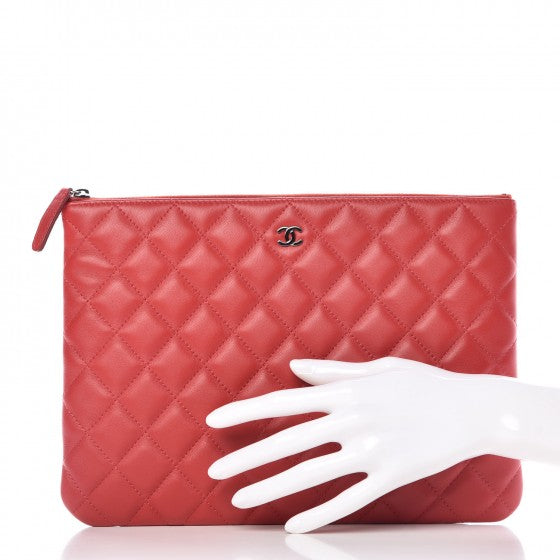 Chanel Lambskin Quilted Medium Cosmetic Case Red 2 of 8