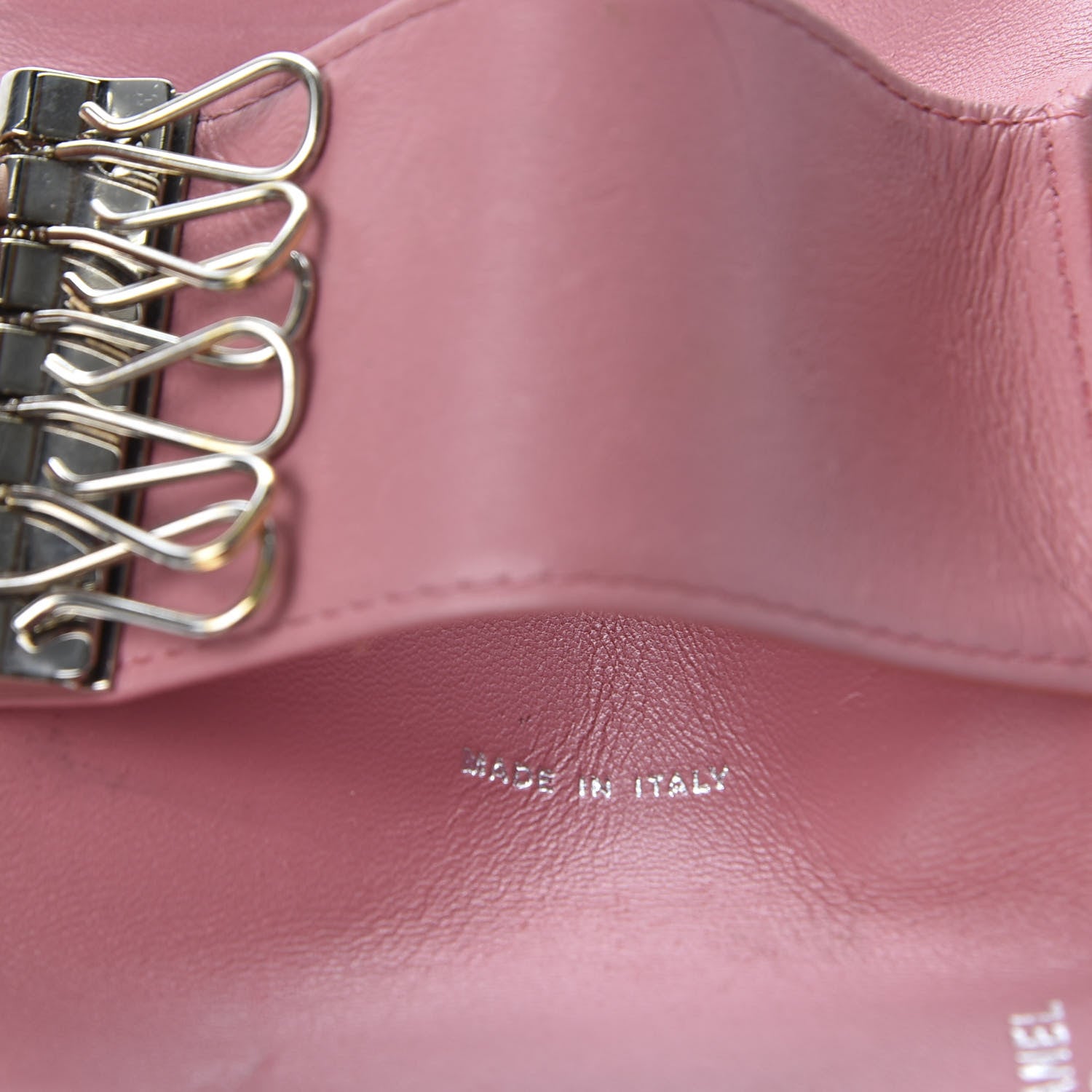 Chanel Metallic Lambskin Camellia Embossed Card Holder Pink 8 of 9