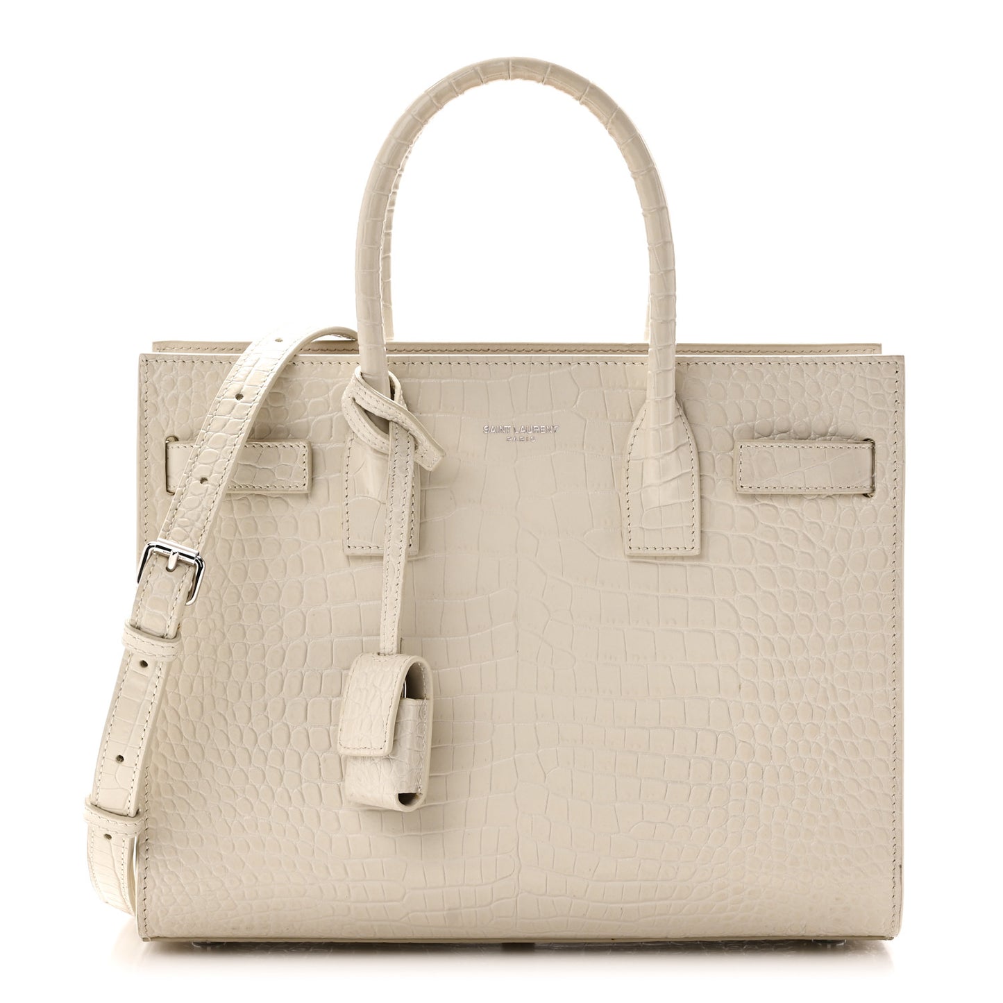 Calfskin Crocodile Embossed Baby Sac De Jour Crema Soft