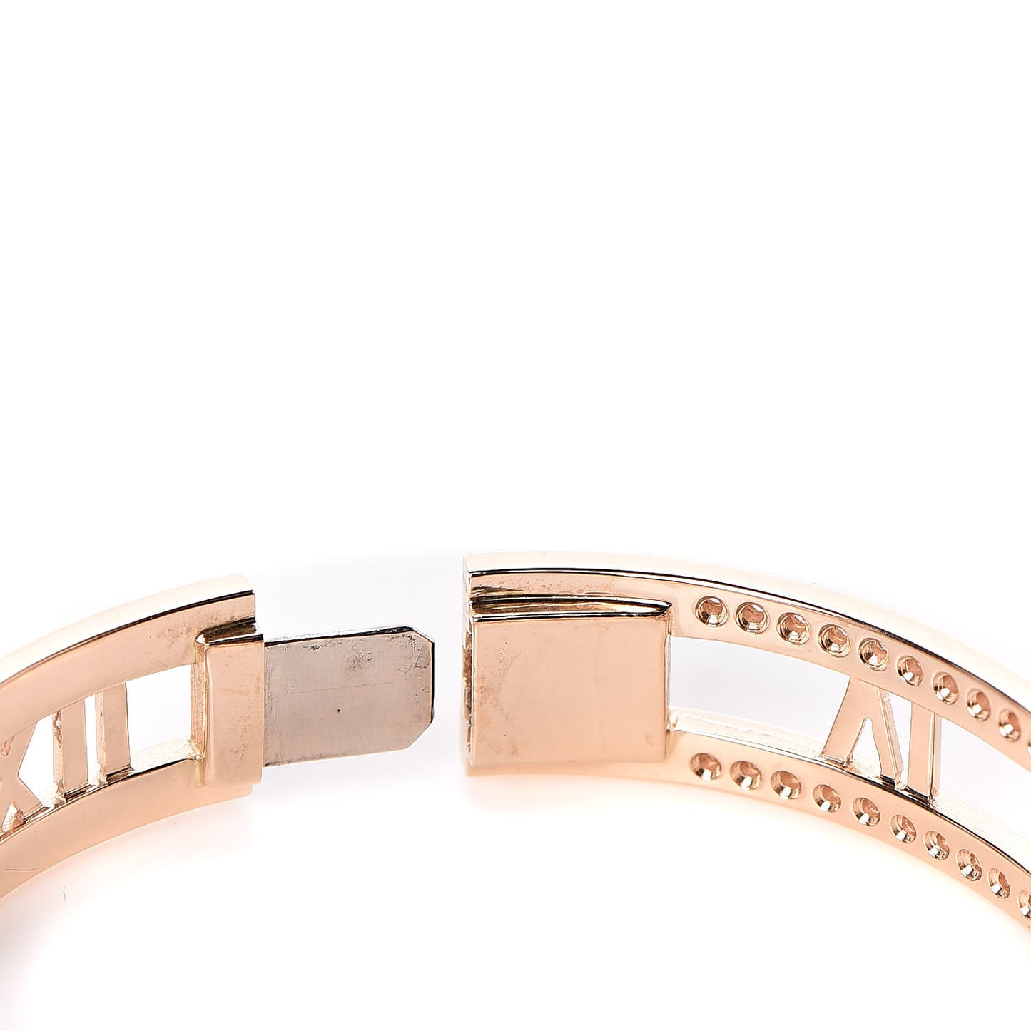 18K Rose Gold Diamond Atlas Open Hinged Bangle Bracelet