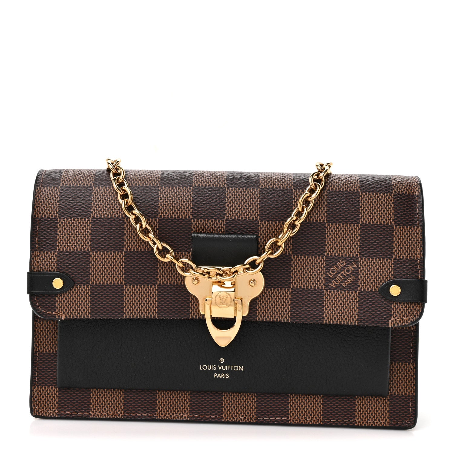 Louis Vuitton Damier Ebene Vavin Chain Wallet Black 1 of 9