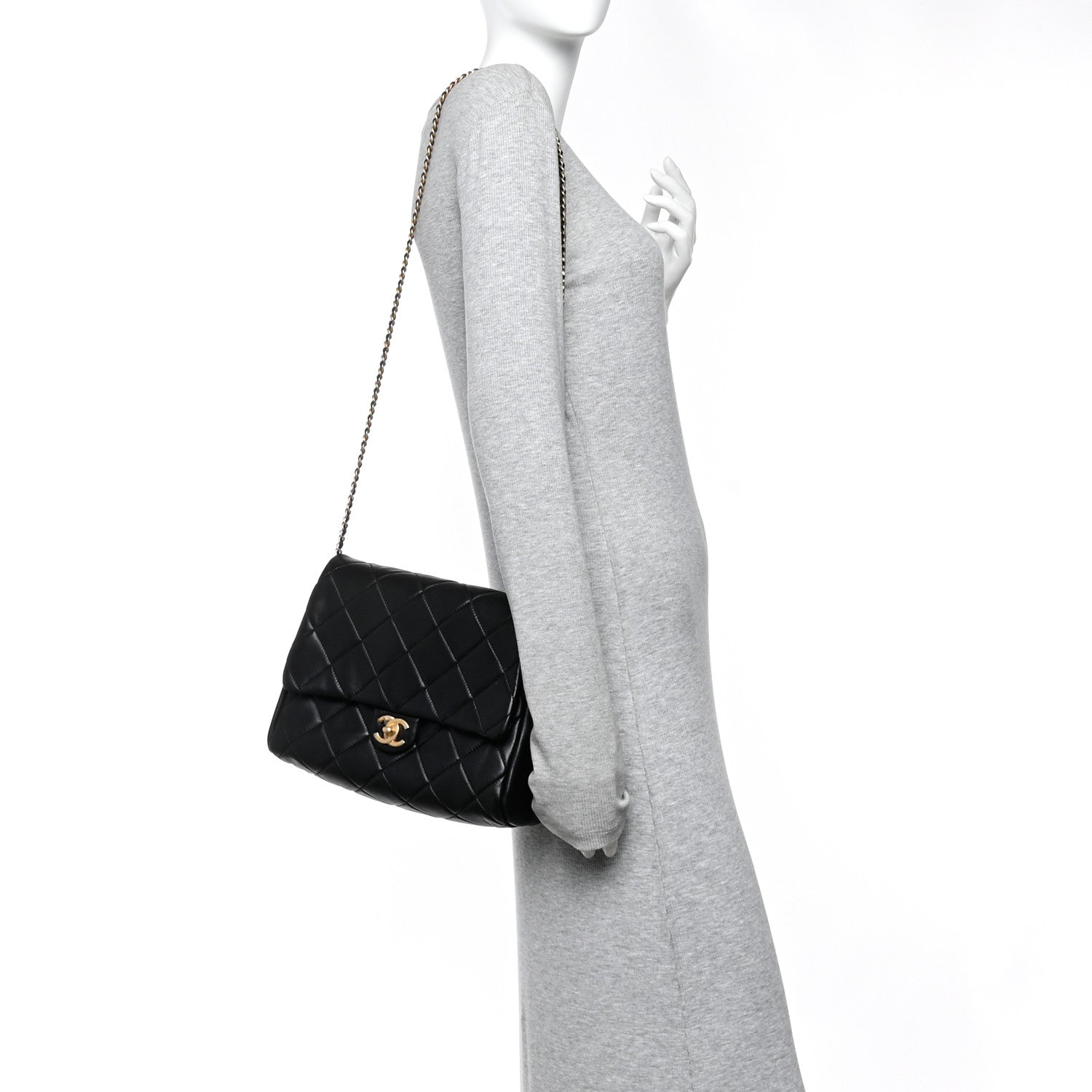 Chanel Lambskin Quilted Side Flap Black 2 of 9