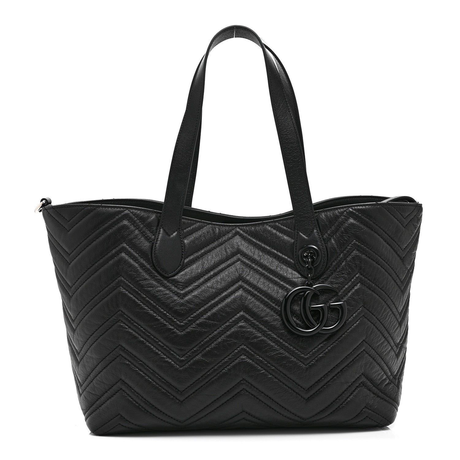 Gucci Soft Calfskin Matelasse Medium GG Marmont Tote Bag Black 1 of 11
