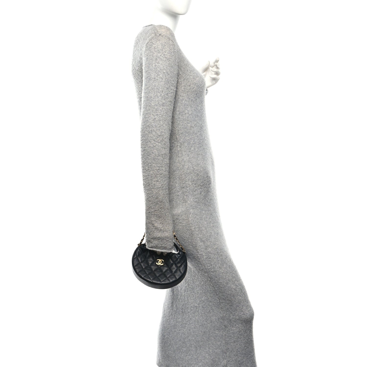 Chanel Grained Calfskin Quilted Pearl Pouch Hobo Black 2 of 9