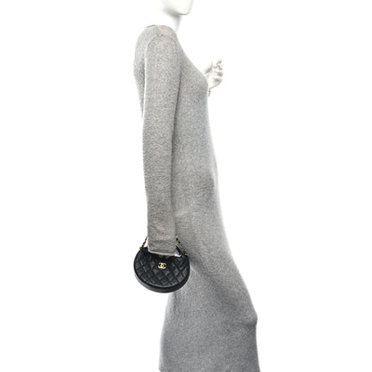Chanel Grained Calfskin Quilted Pearl Pouch Hobo Black 2 of 9