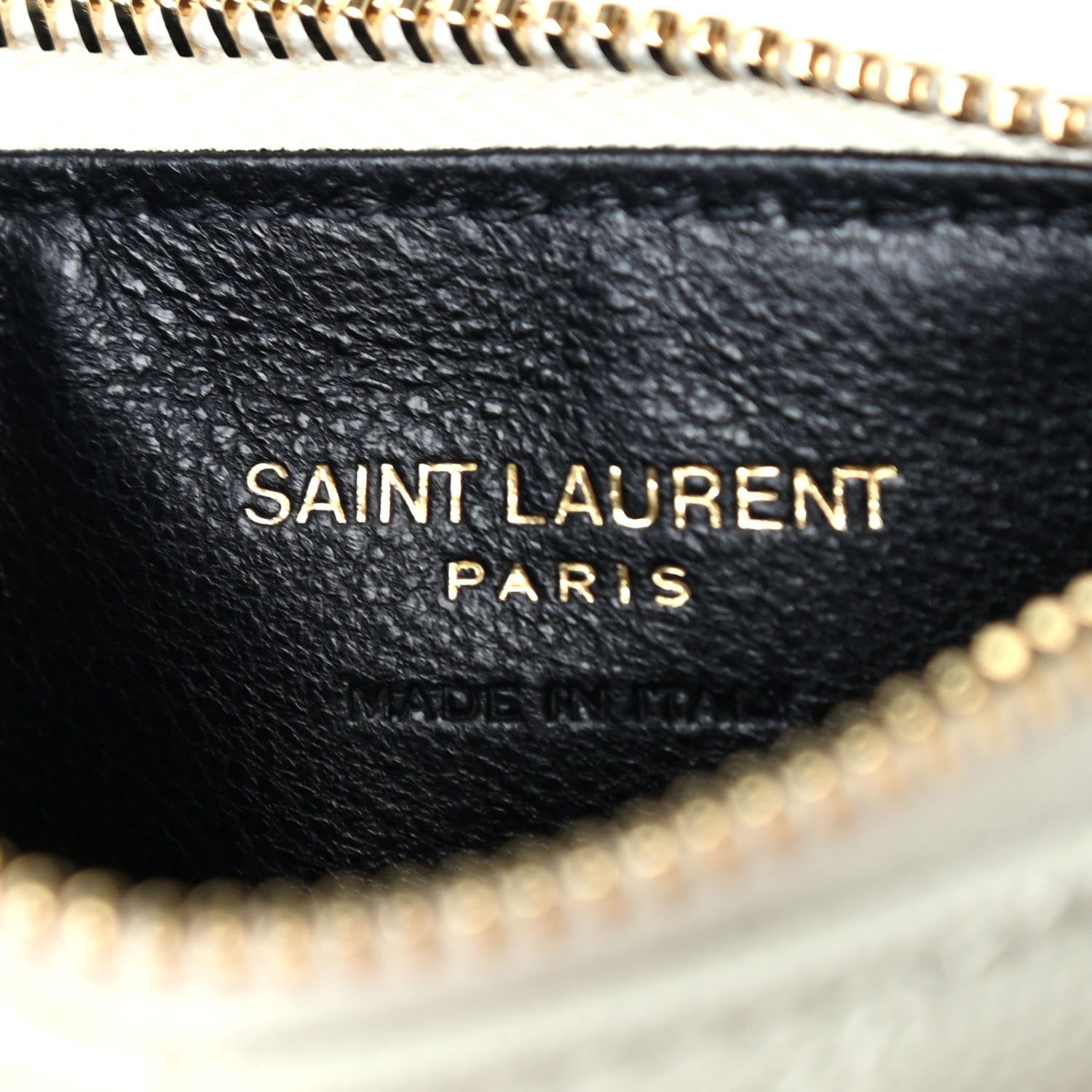 Saint Laurent Grain De Poudre Matelasse Chevron Monogram Fragments Zippered Card Case Crema Soft 5 of 7