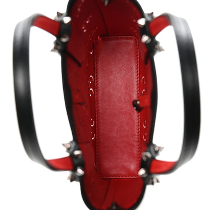 Christian Louboutin Calfskin Loubinthesky Perforated Spikes Mini North South Cabata Tote Black 5 of 11
