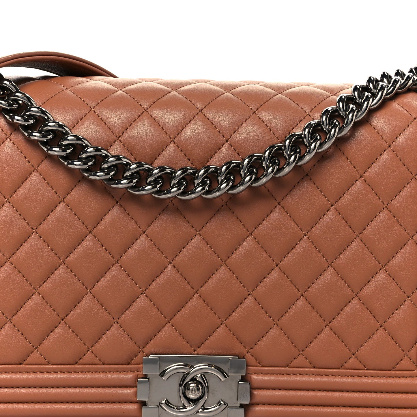 Calfskin Quilted New Medium Boy Flap Dark Beige