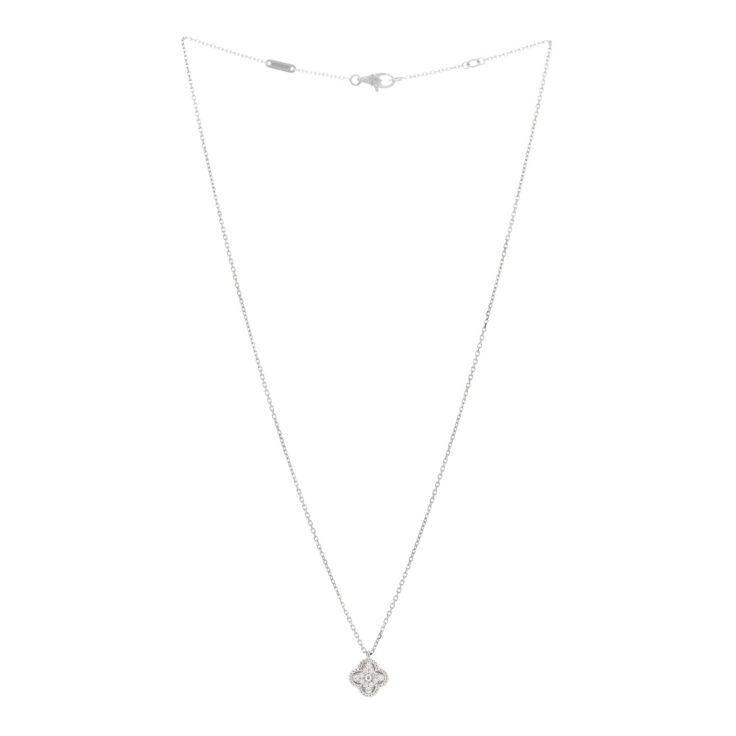 Van Cleef & Arpels 18K White Gold Diamond Sweet Alhambra Pendant Necklace 3 of 6