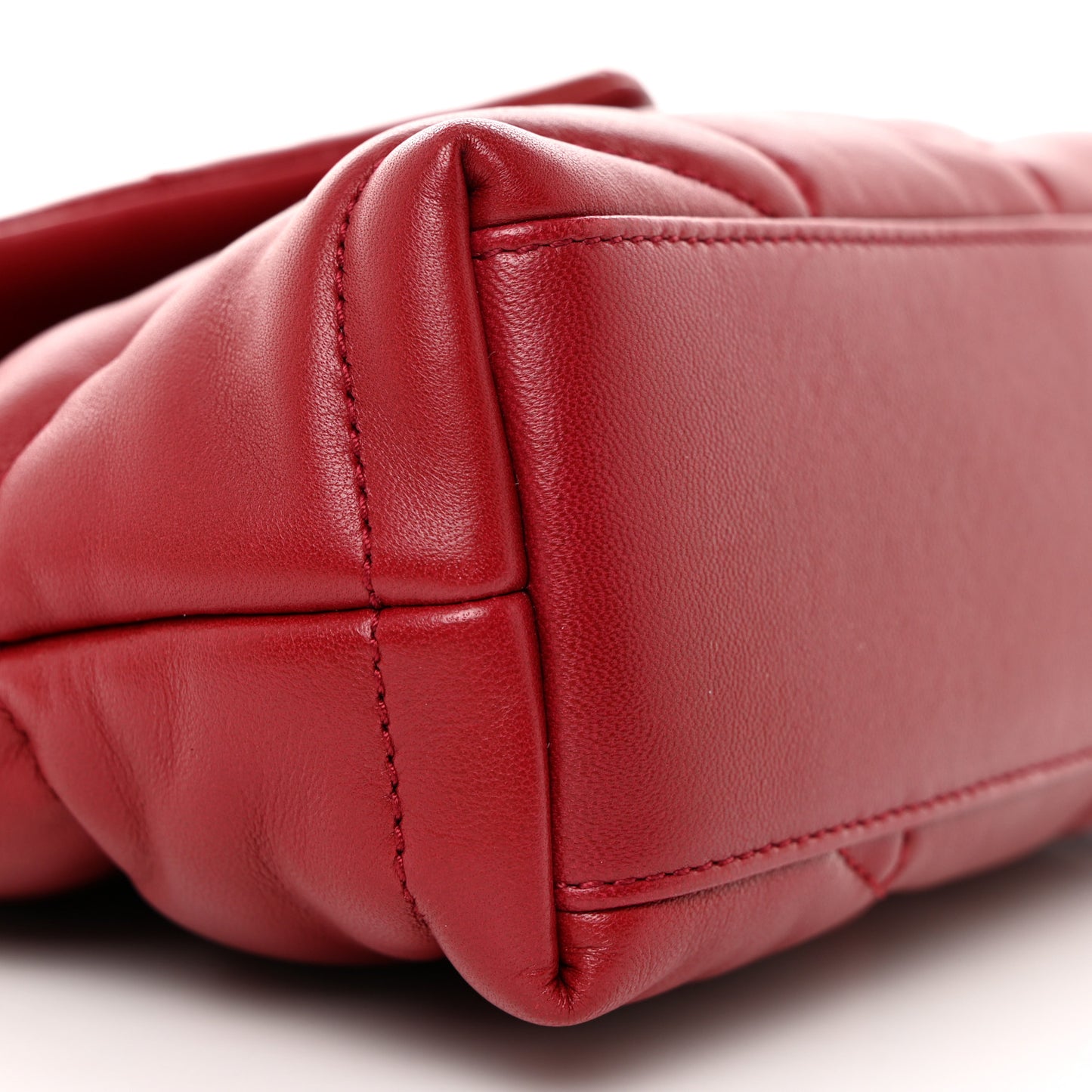 Lambskin Quilted Toy Loulou Puffer Monogram Chain Satchel Opium Red