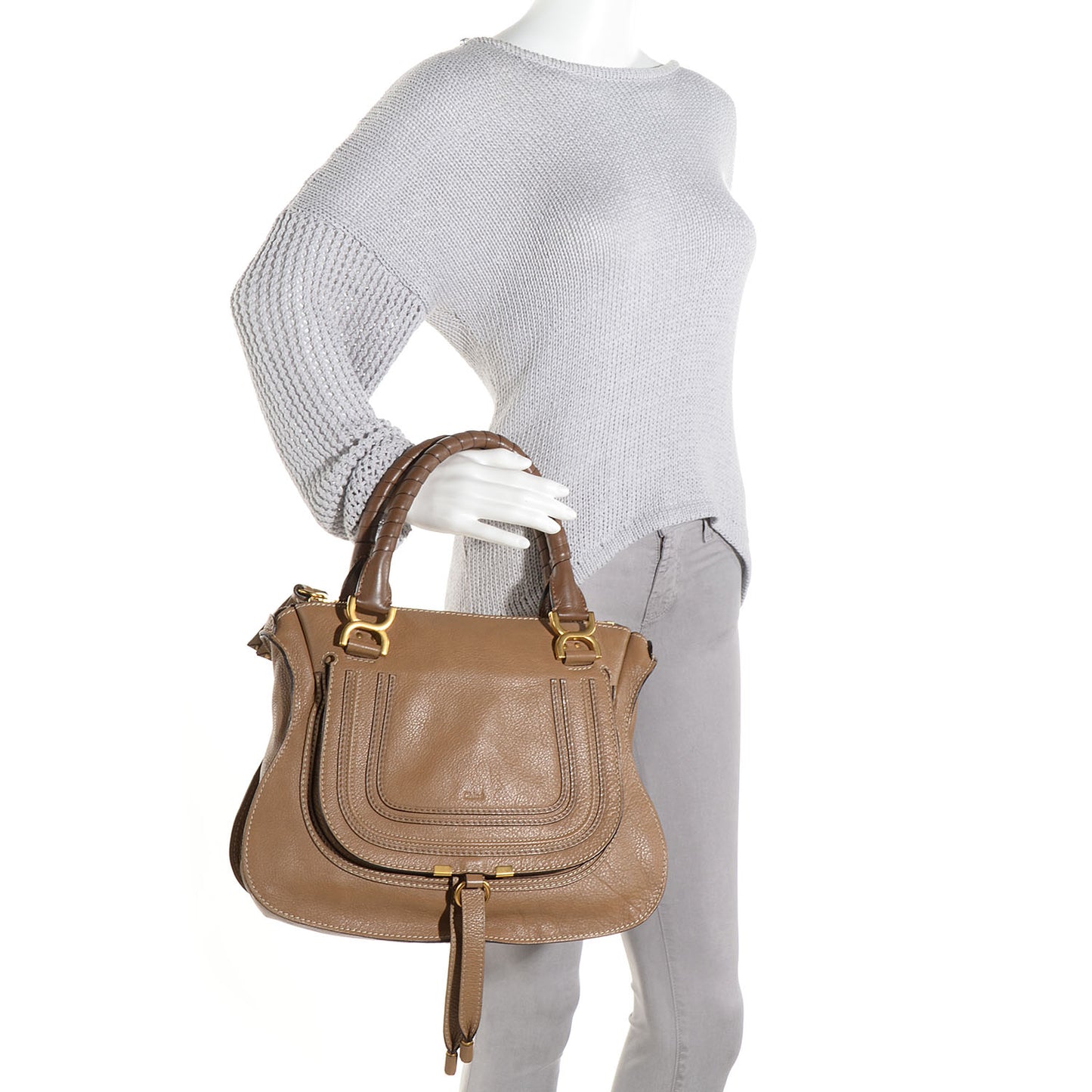 Calfskin Medium Marcie Satchel Nut