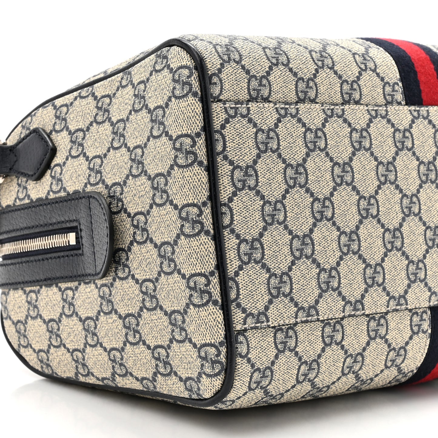 GG Supreme Monogram Web Medium Ophidia Top Handle Bag Beige Blue