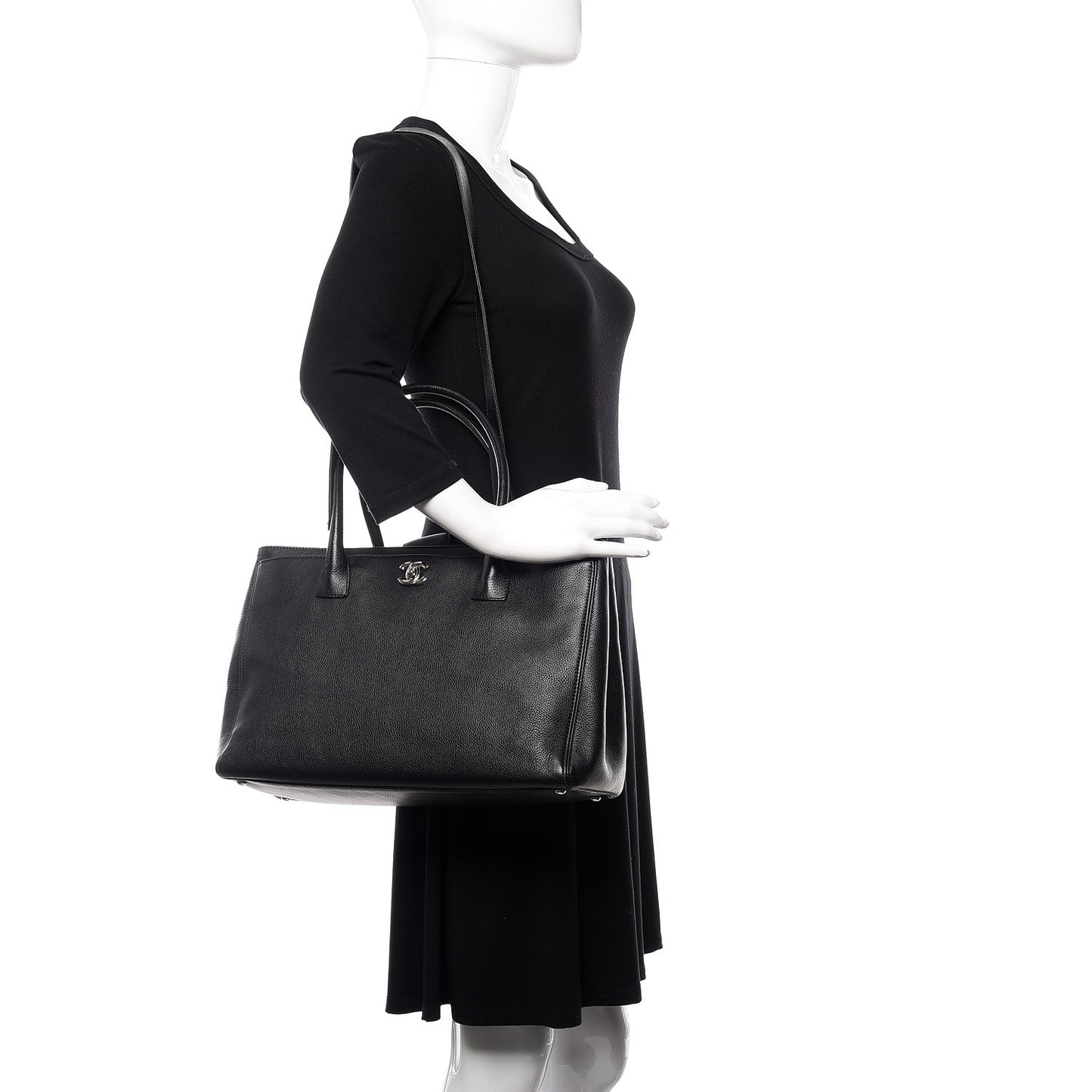 Calfskin Cerf Shopper Tote Black