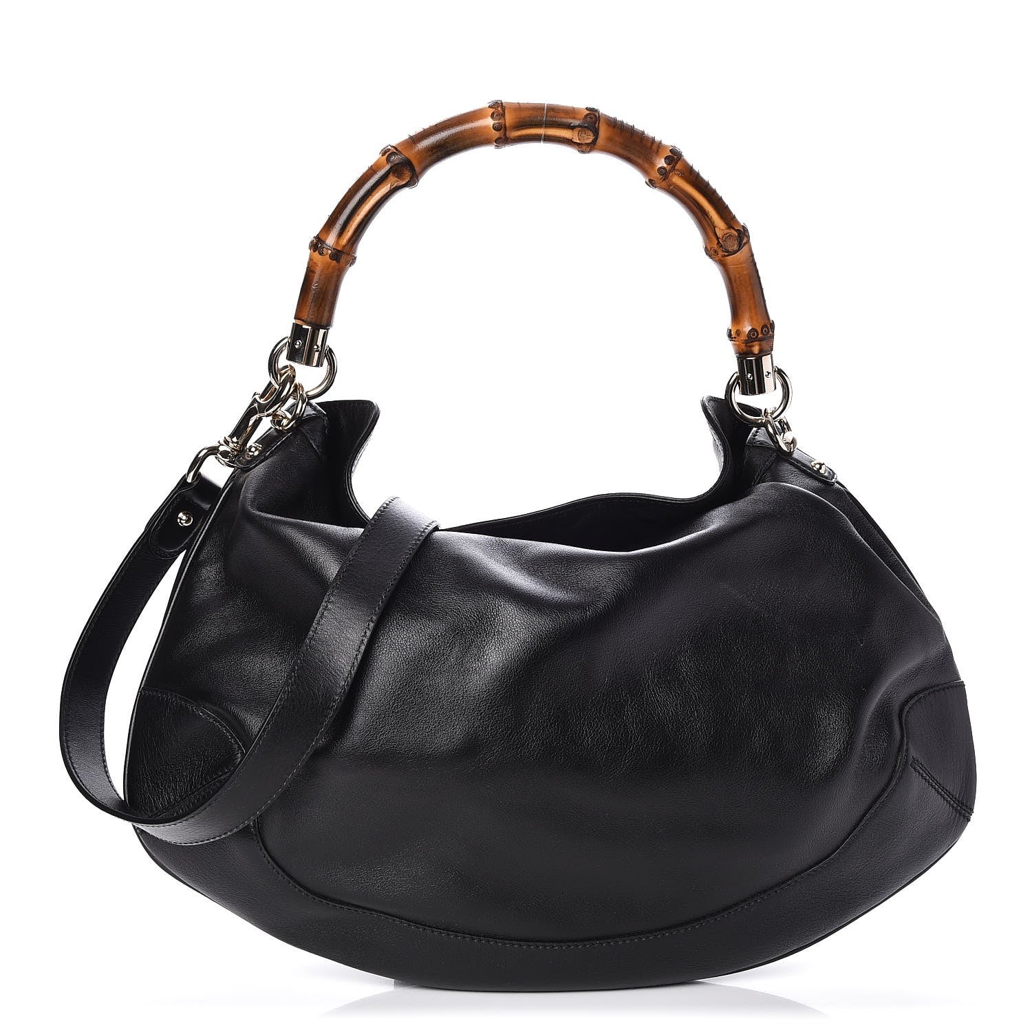 Gucci Calfskin Medium Peggy Bamboo Handle Hobo Black 1 of 7