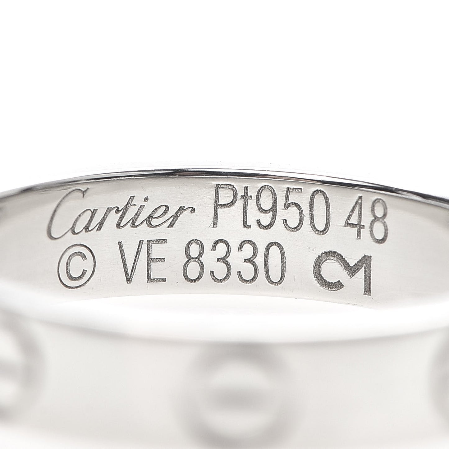 Platinum 3.5mm LOVE Wedding Band Ring 48 4.5
