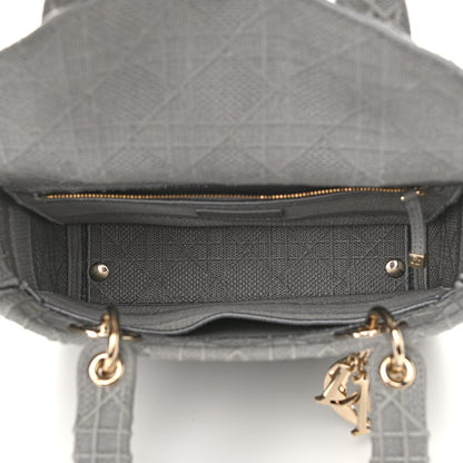 Christian Dior Canvas Embroidered Cannage Medium Lady D-Lite Gray 5 of 11