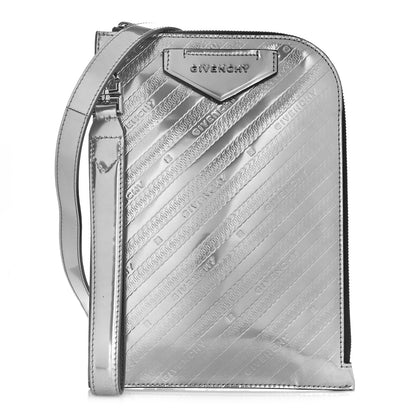 Givenchy Patent Embossed Antigona Portfolio Pouch Silvery 1 of 8