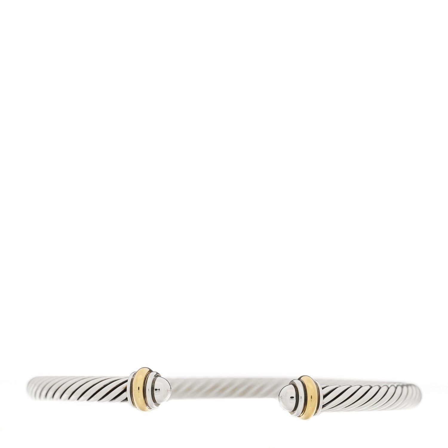 David Yurman Sterling Silver 18K Yellow Gold 4mm Cable Classics Bracelet 1 of 4