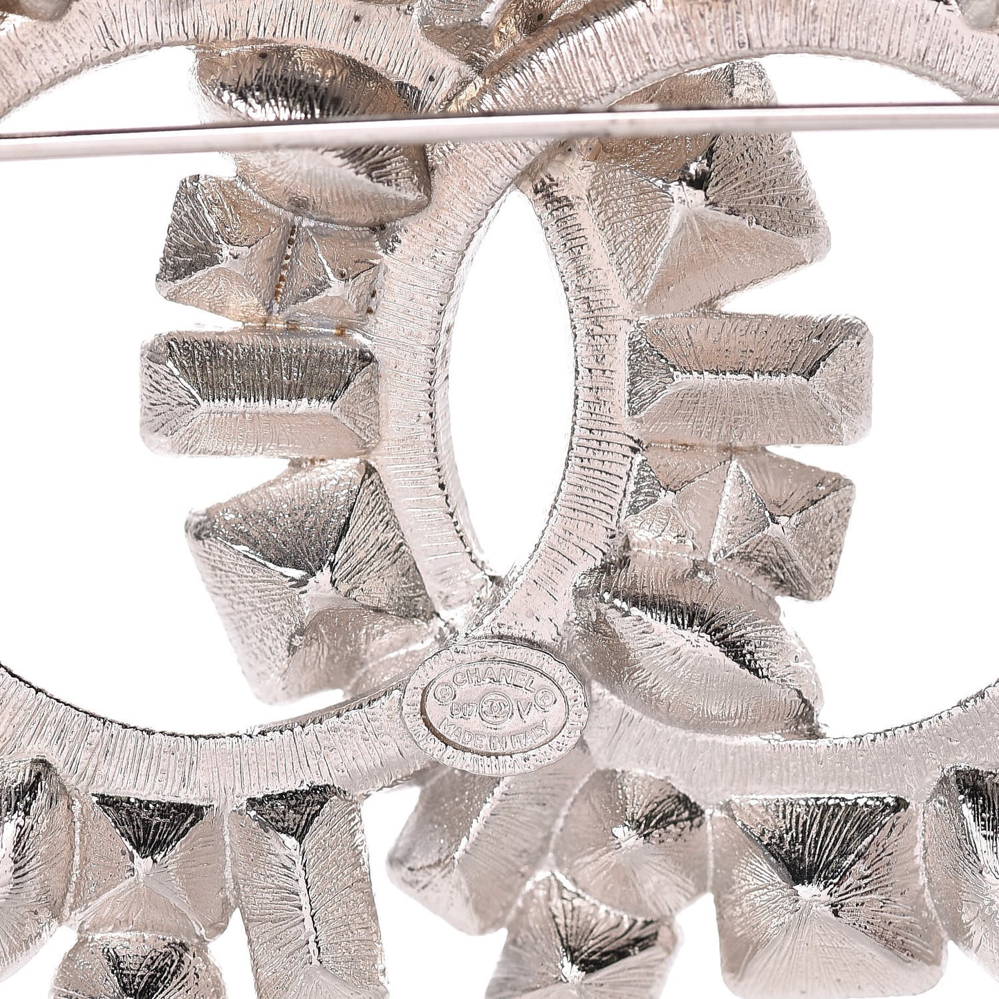 Baguette Crystal CC Brooch Silver Black