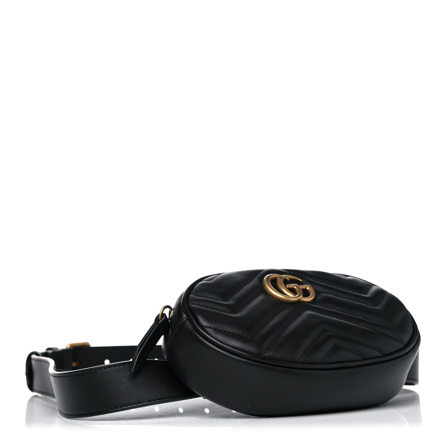 Gucci Calfskin Matelasse GG Marmont Belt Bag 85 34 Black 4 of 6