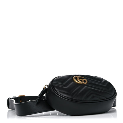 Gucci Calfskin Matelasse GG Marmont Belt Bag 85 34 Black 4 of 6