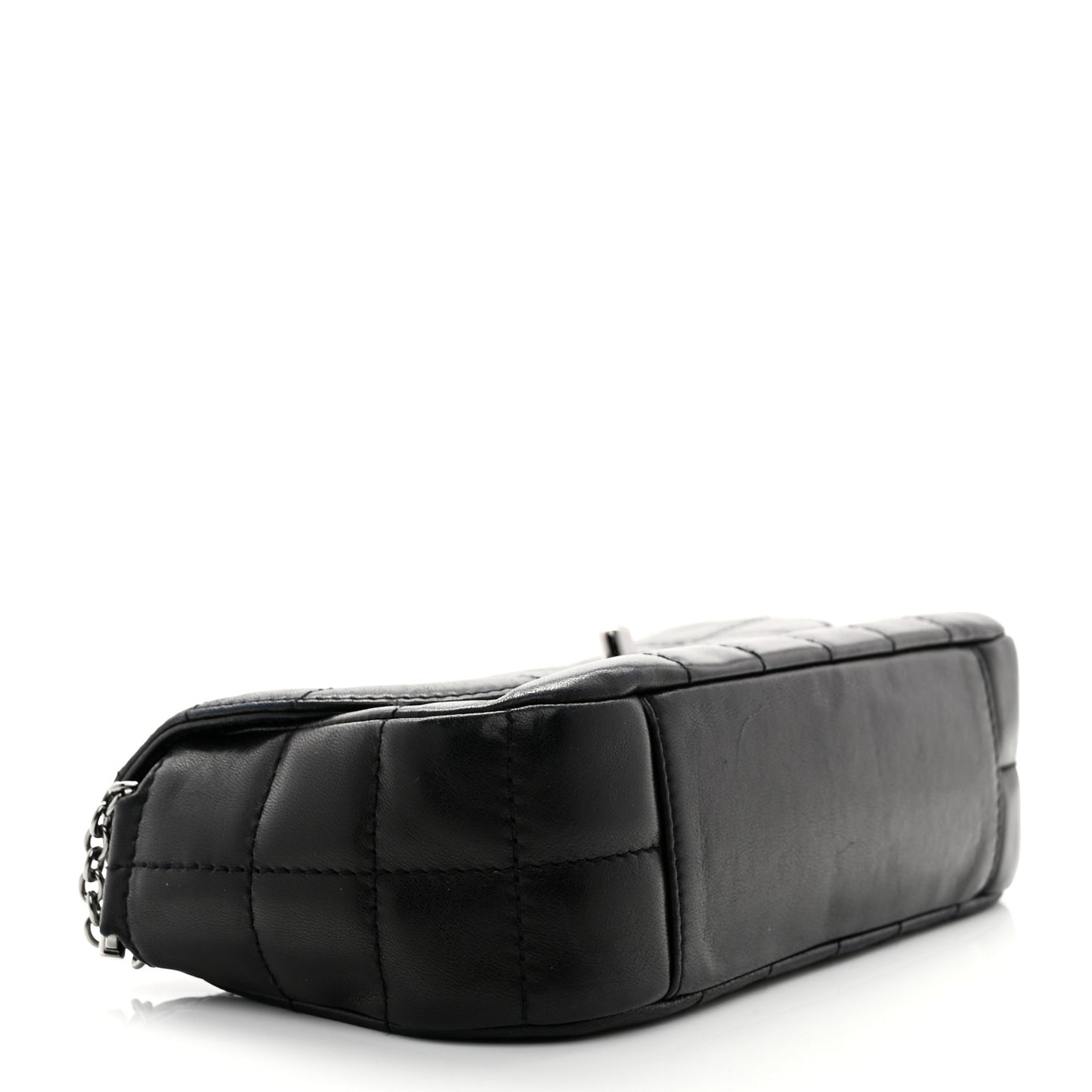 Lambskin Chocolate Bar Quilted Lambskin 4 Chain Flap Black