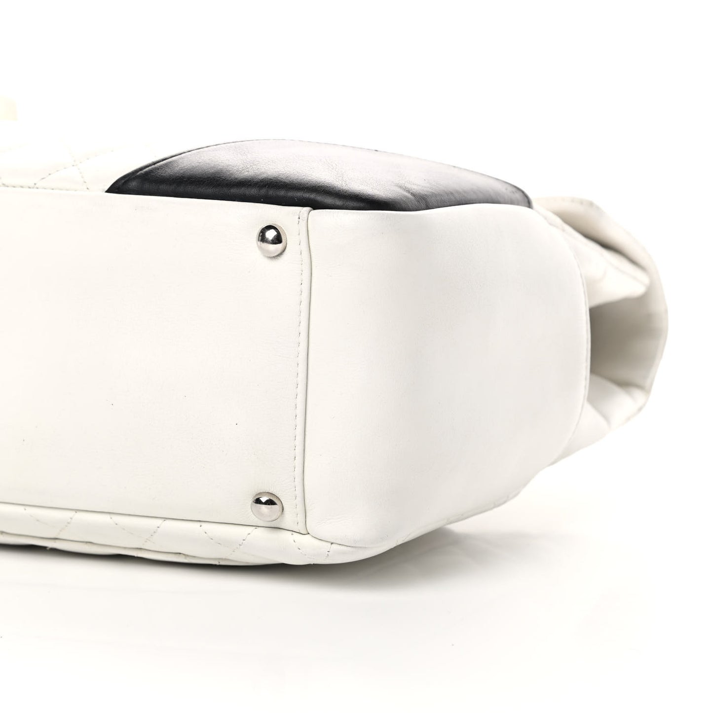 Calfskin Quilted Large Cambon Flap White Black